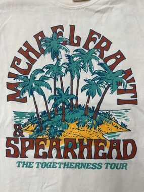 Michael Franti & Spearhead Tour Tee - Cream with Teal, Mustard & Rust Print